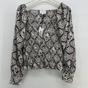 Who What Wear Rejina Puff-Sleeve Square Neck Smocked Blouse Floral Pattern NEW